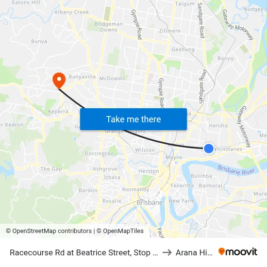 Racecourse Rd at Beatrice Street, Stop 22 to Arana Hills map