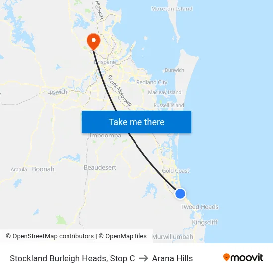 Stockland Burleigh Heads, Stop C to Arana Hills map