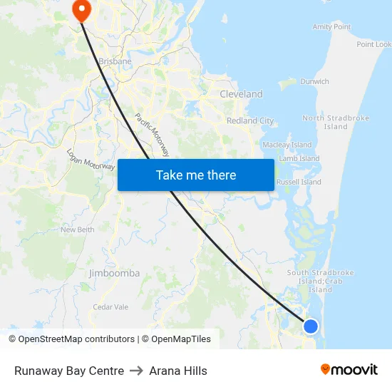 Runaway Bay Centre to Arana Hills map