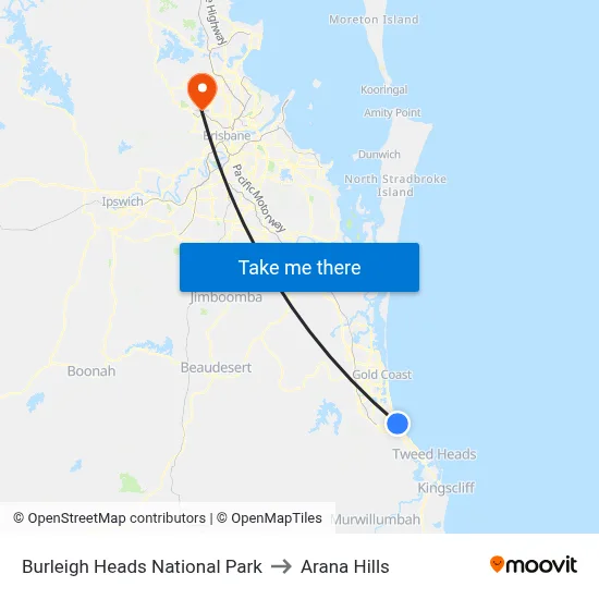 Burleigh Heads National Park to Arana Hills map