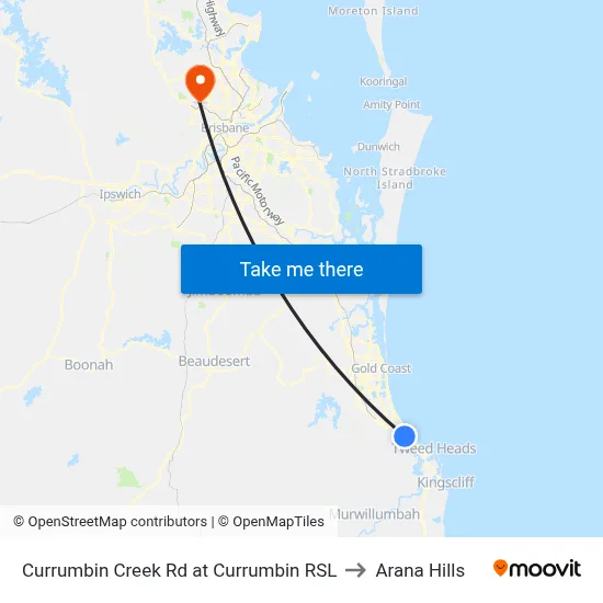 Currumbin Creek Rd at Currumbin RSL to Arana Hills map