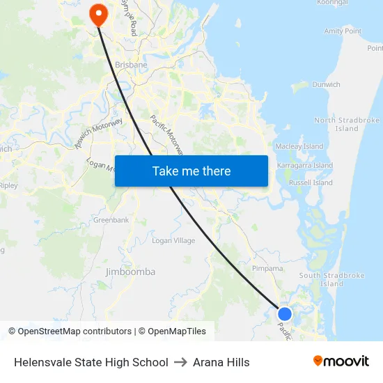 Helensvale State High School to Arana Hills map