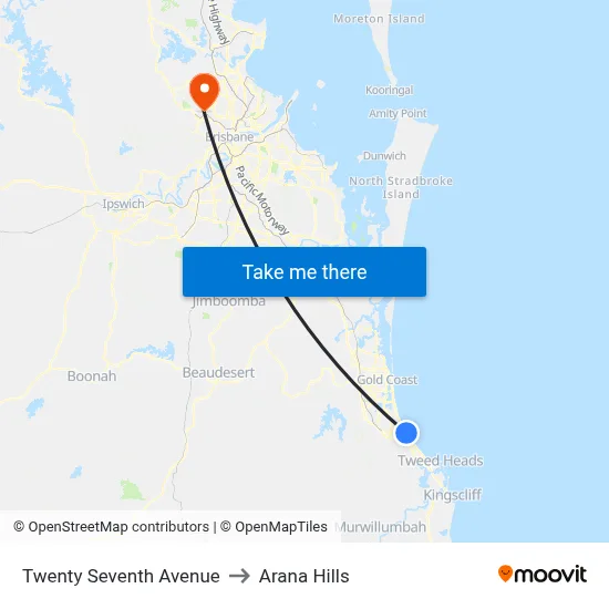 Twenty Seventh Avenue to Arana Hills map