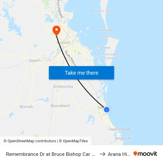 Remembrance Dr at Bruce Bishop Car Park to Arana Hills map