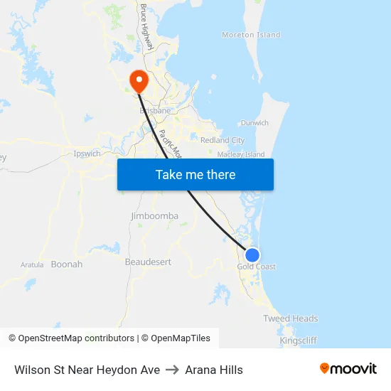 Wilson St Near Heydon Ave to Arana Hills map