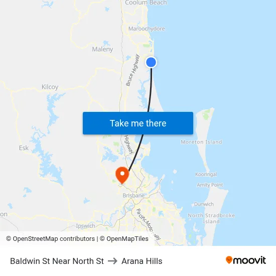 Baldwin St Near North St to Arana Hills map