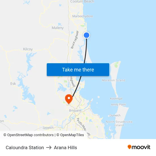 Caloundra Station to Arana Hills map