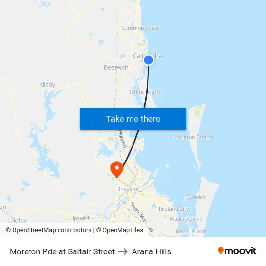 Moreton Pde at Saltair Street to Arana Hills map