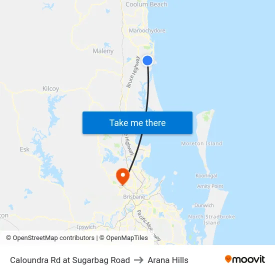 Caloundra Rd at Sugarbag Road to Arana Hills map
