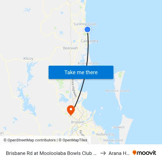 Brisbane Rd at Mooloolaba Bowls Club Closed to Arana Hills map