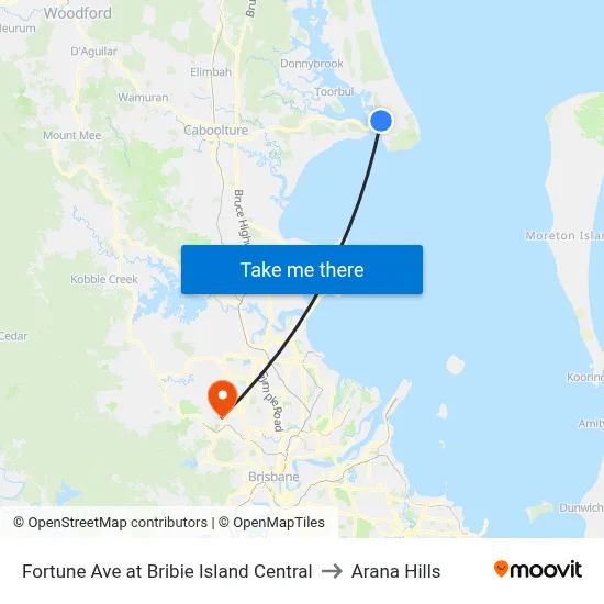 Fortune Ave at Bribie Island Central to Arana Hills map