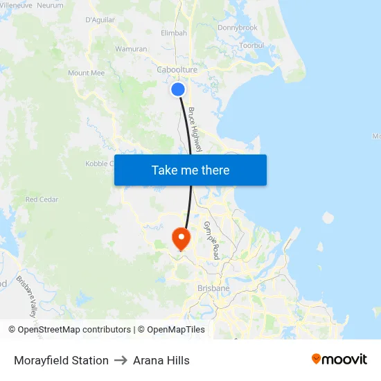 Morayfield Station to Arana Hills map