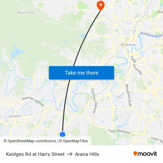 Keidges Rd at Harry Street to Arana Hills map