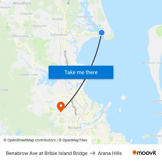 Benabrow Ave at Bribie Island Bridge to Arana Hills map