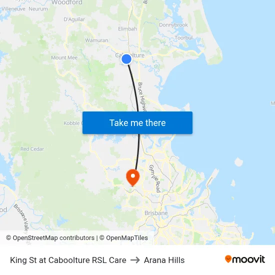 King St at Caboolture RSL Care to Arana Hills map