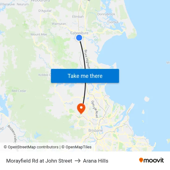 Morayfield Rd at John Street to Arana Hills map