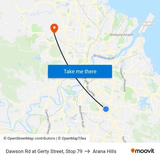 Dawson Rd at Gerty Street, Stop 79 to Arana Hills map
