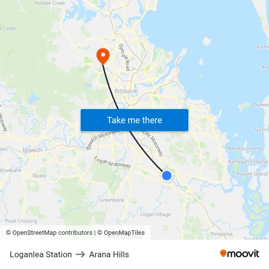Loganlea Station to Arana Hills map