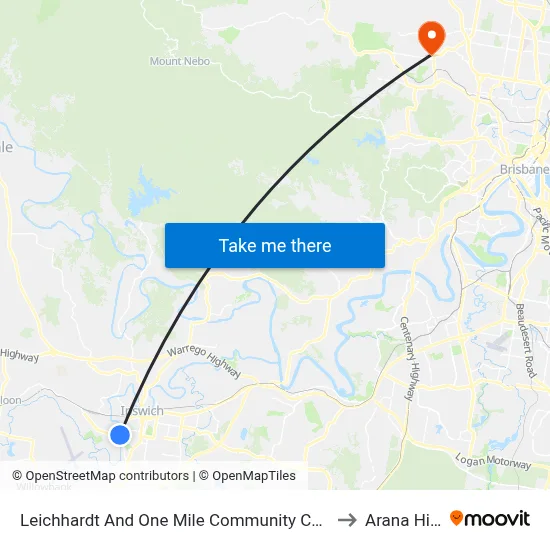 Leichhardt And One Mile Community Centre to Arana Hills map