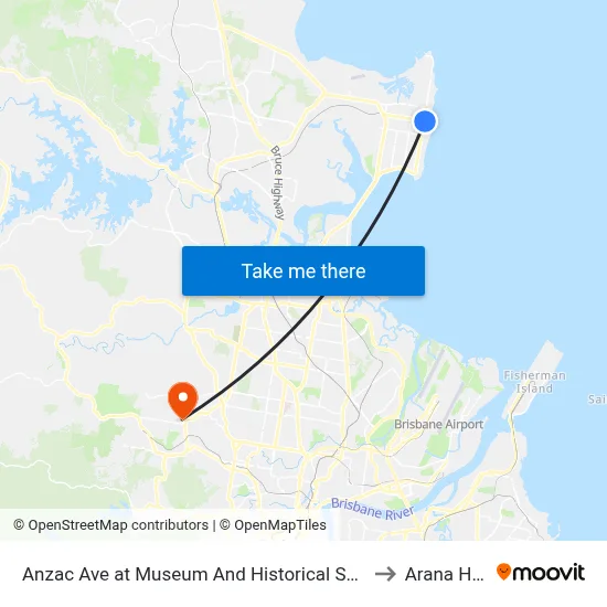 Anzac Ave at Museum And Historical Society to Arana Hills map