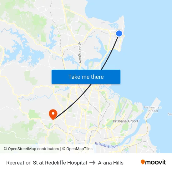 Recreation St at Redcliffe Hospital to Arana Hills map