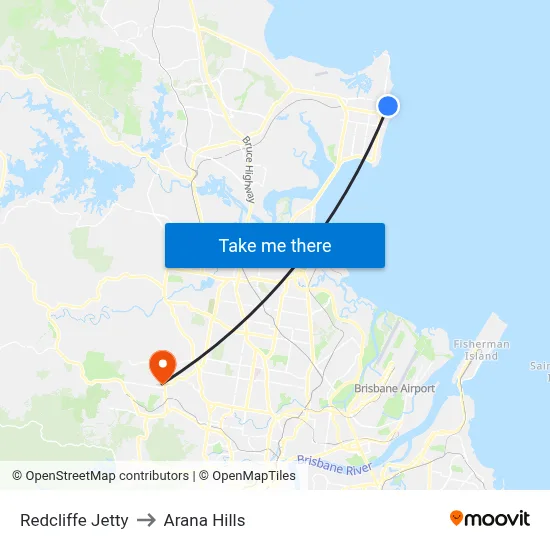 Redcliffe Jetty to Arana Hills map
