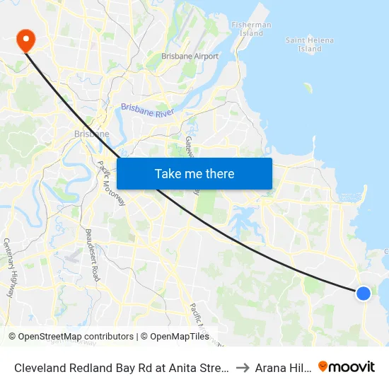 Cleveland Redland Bay Rd at Anita Street to Arana Hills map