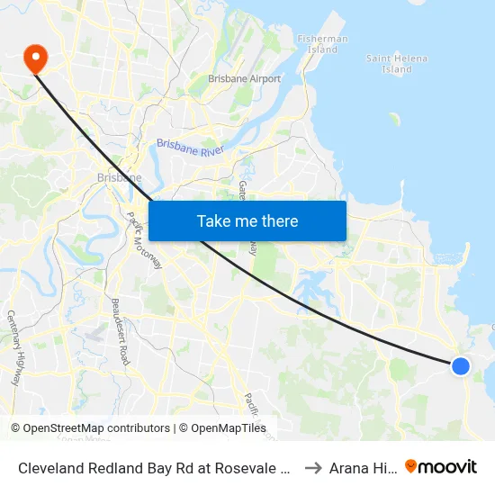 Cleveland Redland Bay Rd at Rosevale Court to Arana Hills map