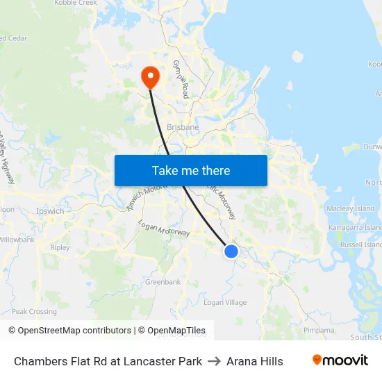 Chambers Flat Rd at Lancaster Park to Arana Hills map