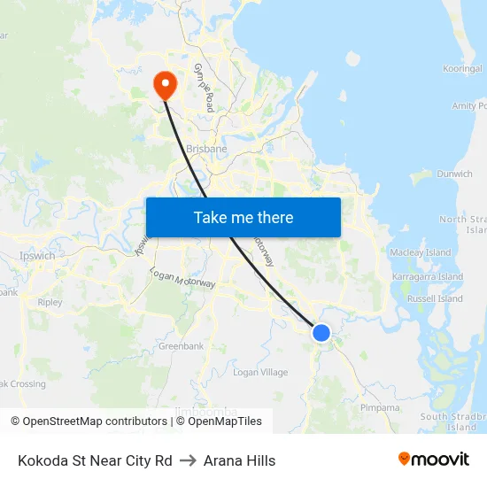 Kokoda St Near City Rd to Arana Hills map
