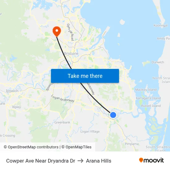Cowper Ave Near Dryandra Dr to Arana Hills map