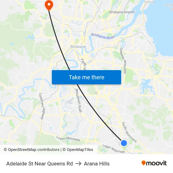 Adelaide St Near Queens Rd to Arana Hills map