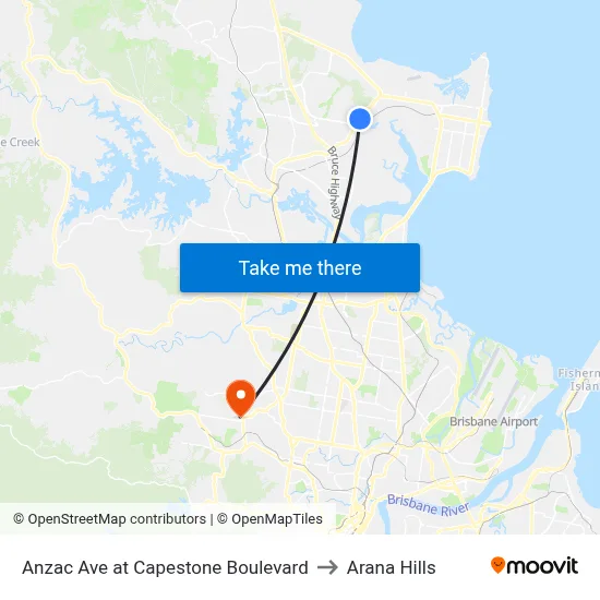 Anzac Ave at Capestone Boulevard to Arana Hills map