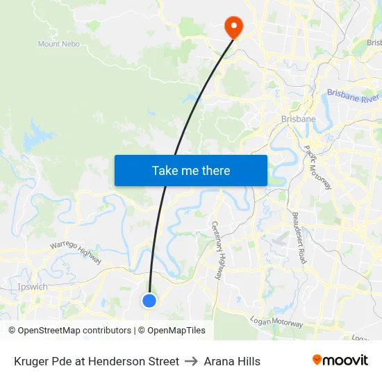 Kruger Pde at Henderson Street to Arana Hills map