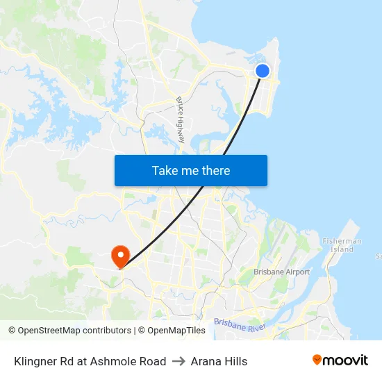 Klingner Rd at Ashmole Road to Arana Hills map