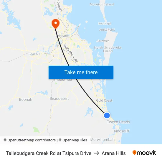 Tallebudgera Creek Rd at Tsipura Drive to Arana Hills map