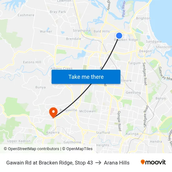 Gawain Rd at Bracken Ridge, Stop 43 to Arana Hills map