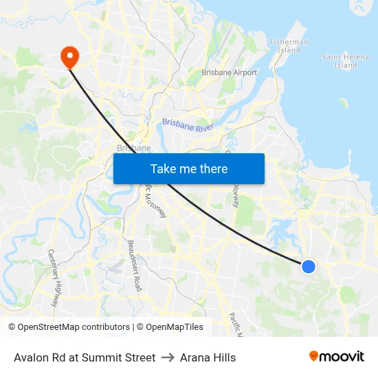 Avalon Rd at Summit Street to Arana Hills map
