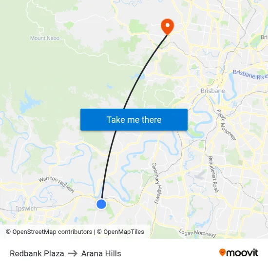 Redbank Plaza to Arana Hills map