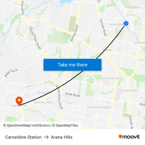 Carseldine Station to Arana Hills map