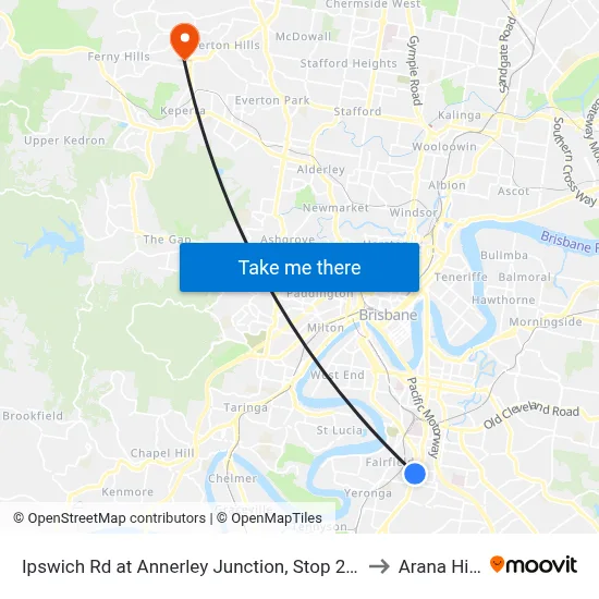 Ipswich Rd at Annerley Junction, Stop 22/21 to Arana Hills map