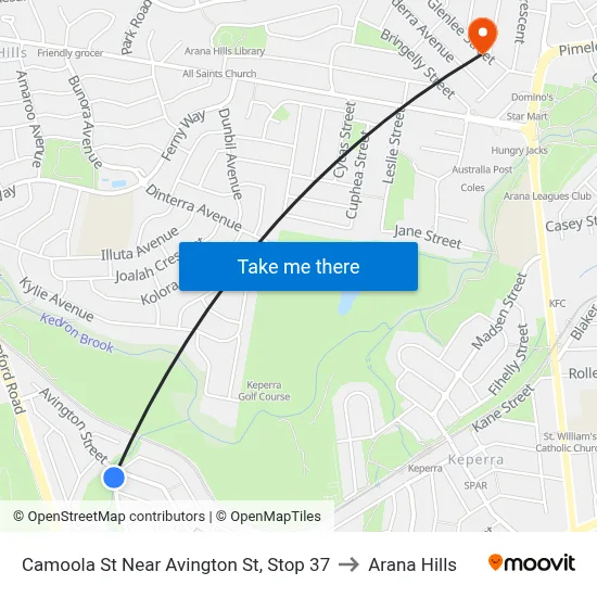 Camoola St Near Avington St, Stop 37 to Arana Hills map