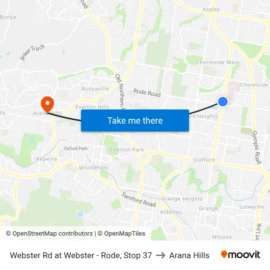 Webster Rd at Webster - Rode, Stop 37 to Arana Hills map