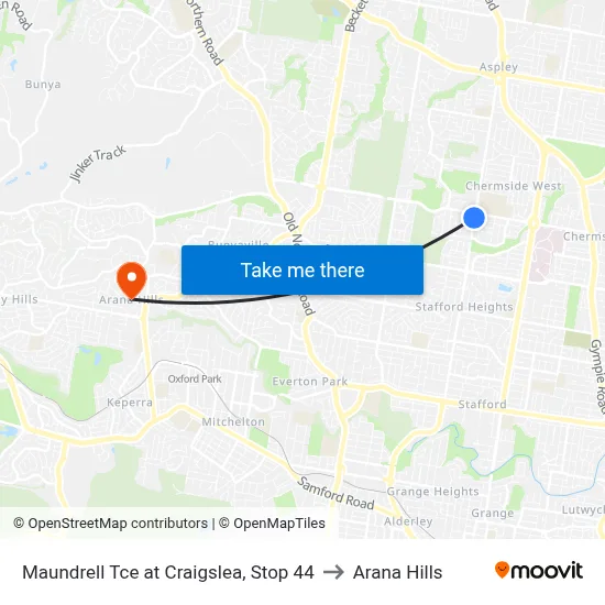 Maundrell Tce at Craigslea, Stop 44 to Arana Hills map
