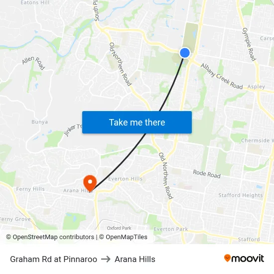 Graham Rd at Pinnaroo to Arana Hills map