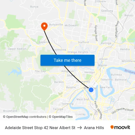 Adelaide Street Stop 42 Near Albert St to Arana Hills map