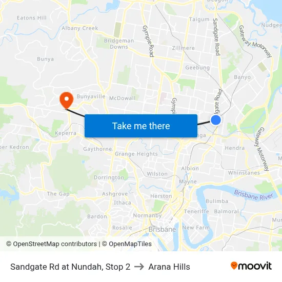 Sandgate Rd at Nundah, Stop 2 to Arana Hills map