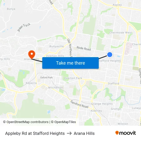 Appleby Rd at Stafford Heights to Arana Hills map