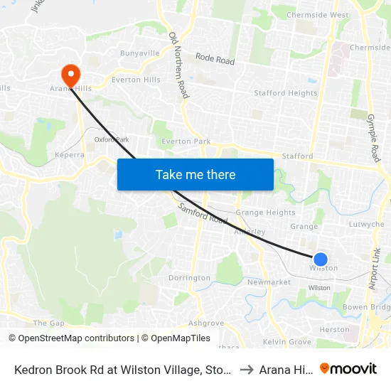 Kedron Brook Rd at Wilston Village, Stop 20 to Arana Hills map
