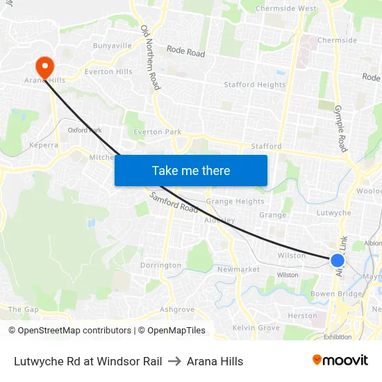 Lutwyche Rd at Windsor Rail to Arana Hills map